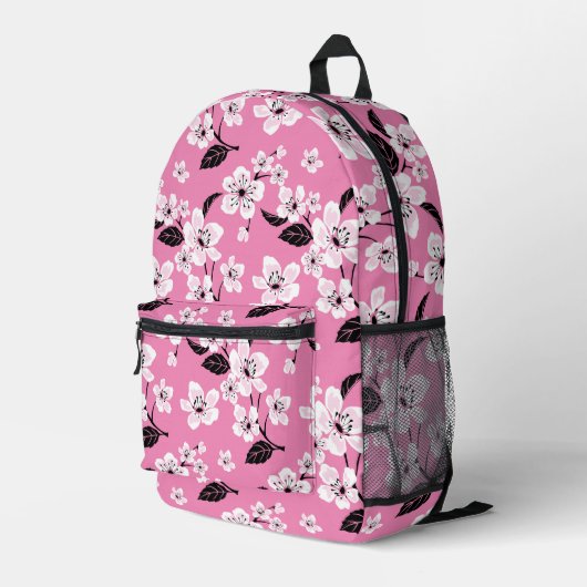 CHERRY BLOSSOM - SAKURA PATTERN IN LITE PINK BEDRUCKTER RUCKSACK (Rückseitige Ecke Rechts)