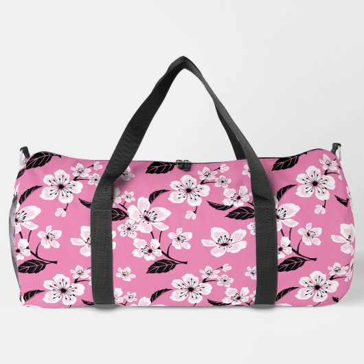 CHERRY BLOSSOM - SAKURA PATTERN IN LITE PINK DUFFLE BAG (Rückseite)