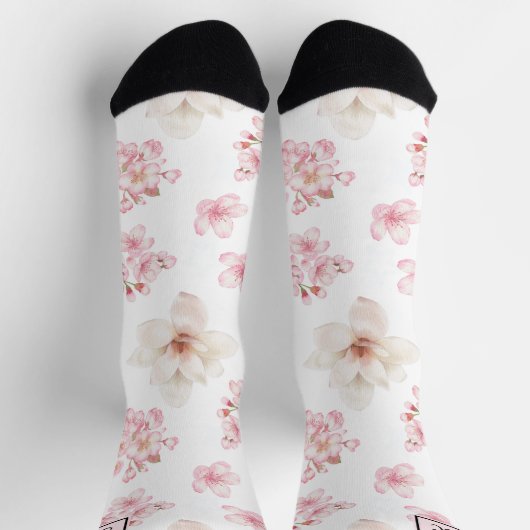 CHERRY BLOSSOM SAKURA PATTERN MONOGRAMM SOCKS SOCKEN (Oben)