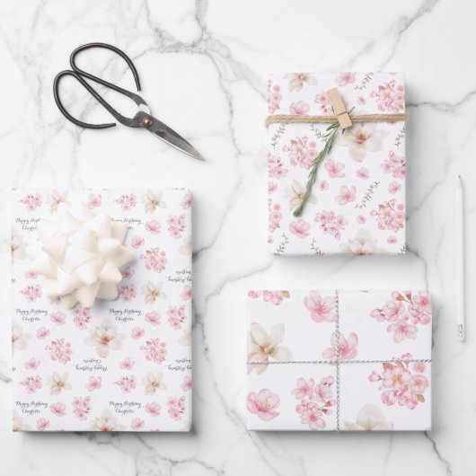 CHERRY BLOSSOM SAKURA PATTERN NAME WRAPPPAPIER GESCHENKPAPIER SET (Vorderseite)