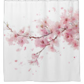Cherry Blossom Sakura Pink White Pastel Floral Duschvorhang (Vorderseite)