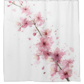 Cherry Blossom Sakura Pink White Pastel Floral Duschvorhang (Vorderseite)