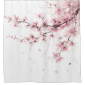 Cherry Blossom Sakura Pink White Pastel Floral Duschvorhang (Vorderseite)