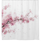 Cherry Blossom Sakura Pink White Pastel Floral Duschvorhang (Vorderseite)