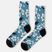 CHERRY BLOSSOM - SAKURA (RAUCHBLAU) SOCKEN (Linkes Detail)