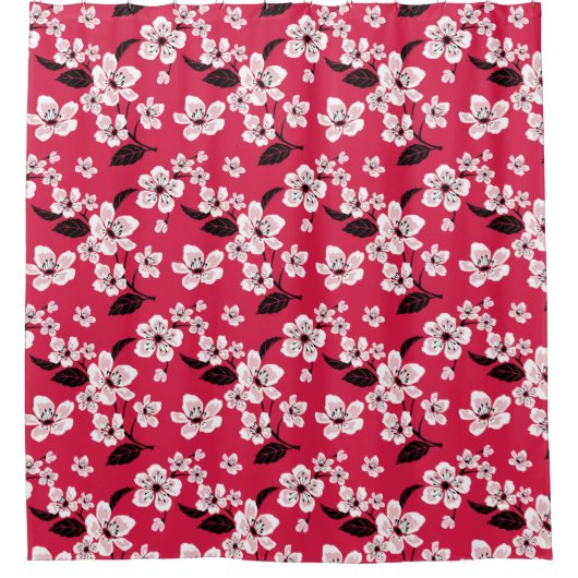 CHERRY BLOSSOM - SAKURA (RED) DUSCHVORHANG (Vorderseite)
