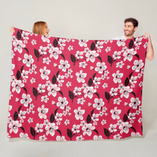 CHERRY BLOSSOM - SAKURA (RED) FLEECEDECKE