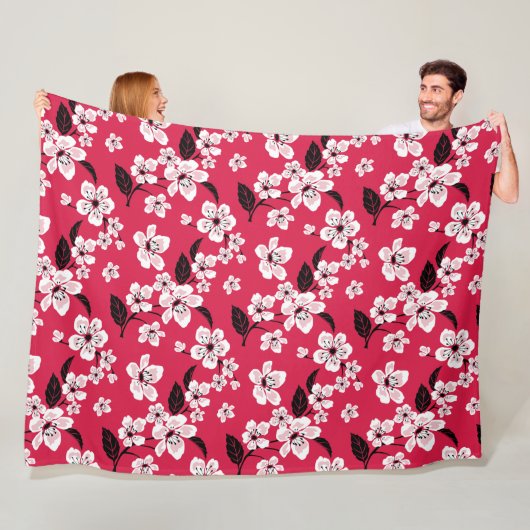 CHERRY BLOSSOM - SAKURA (RED) FLEECEDECKE (Beispiel)