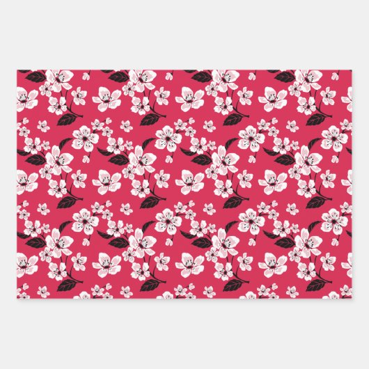 CHERRY BLOSSOM - SAKURA (RED) GESCHENKPAPIER SET (Vorderseite 3)