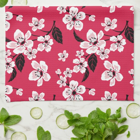 CHERRY BLOSSOM - SAKURA (RED) GESCHIRRTUCH (Gefaltet)