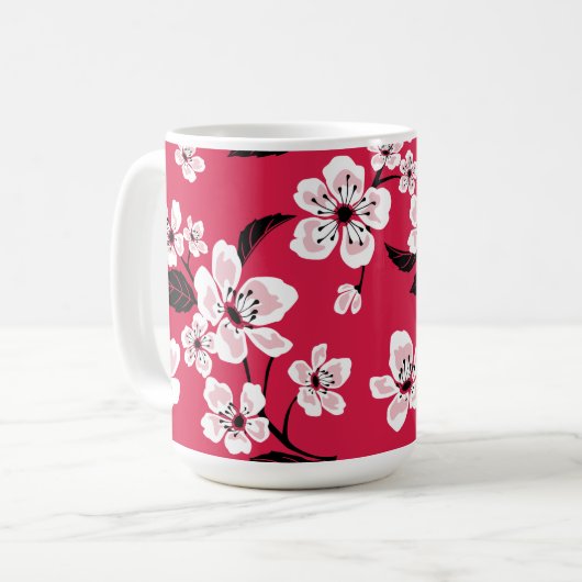 CHERRY BLOSSOM - SAKURA (RED) KAFFEETASSE (Vorderseite Links)
