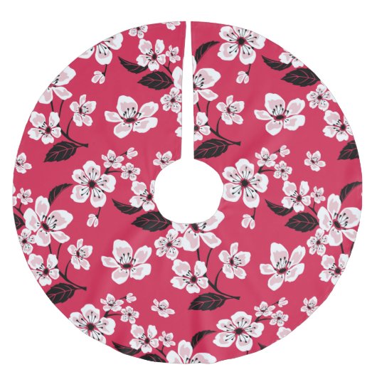 CHERRY BLOSSOM - SAKURA (RED) POLYESTER WEIHNACHTSBAUMDECKE (Vorderseite)