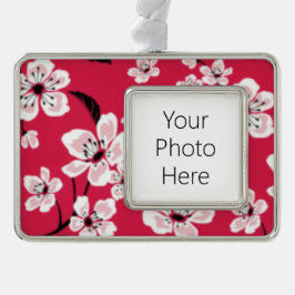 CHERRY BLOSSOM - SAKURA (RED) Rahmen-Ornament SILBER