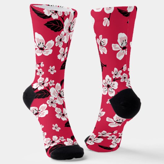 CHERRY BLOSSOM - SAKURA (RED) SOCKEN (Gewinkelt)
