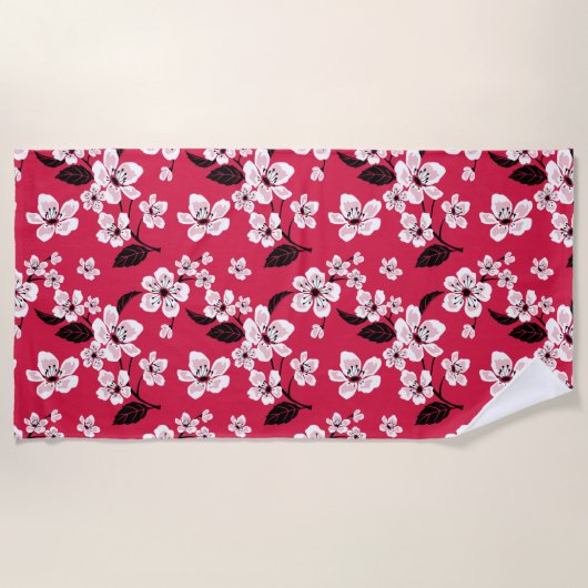 CHERRY BLOSSOM - SAKURA (RED) STRANDTUCH (Vorderseite)