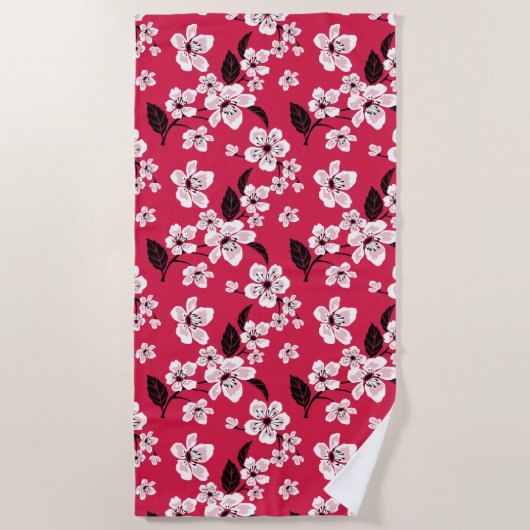 CHERRY BLOSSOM - SAKURA (RED) STRANDTUCH (Vorderseite)