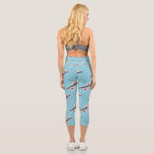 Cherry Blossom, Sakura, rosa Blumenmuster Capri Leggings (Rückseite)