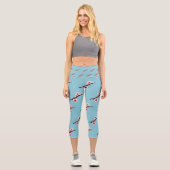 Cherry Blossom, Sakura, rosa Blumenmuster Capri Leggings (Vorderseite)