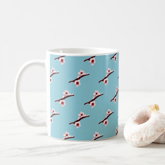 Cherry Blossom, Sakura, rosa Blumenmuster Kaffeetasse (Mit Donut)