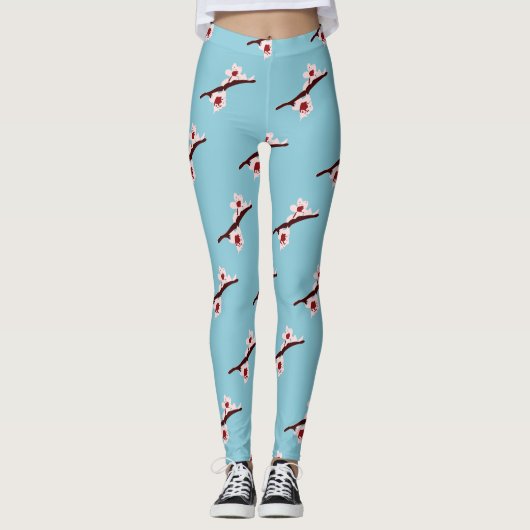 Cherry Blossom, Sakura, rosa Blumenmuster Leggings (Vorderseite)