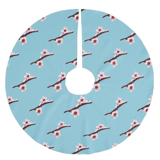 Cherry Blossom, Sakura, rosa Blumenmuster Polyester Weihnachtsbaumdecke (Vorderseite)