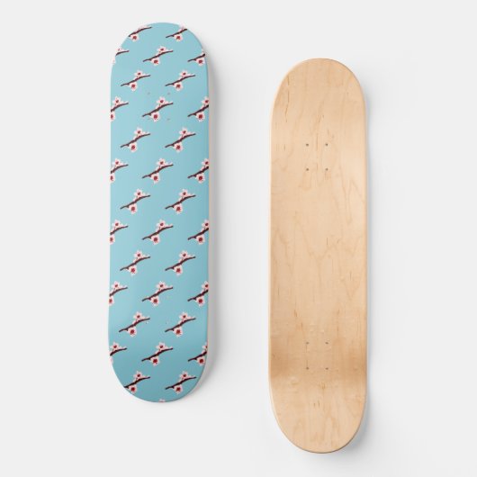 Cherry Blossom, Sakura, rosa Blumenmuster Skateboard (Vorderseite)