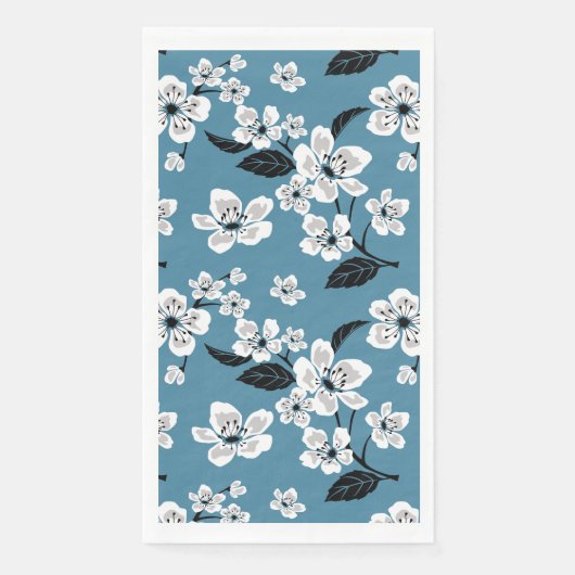 CHERRY BLOSSOM - SAKURA (SMOKY BLUE) SERVIETTE (Vorderseite)