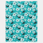 CHERRY BLOSSOM - SAKURA (TEAL) FLEECEDECKE (Vorderseite)