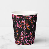 Cherry Blossom Sakura Überraschung Schwarzer Gebur Pappbecher (Rechts)
