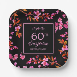 Cherry Blossom Sakura Überraschung Schwarzer Gebur Pappteller