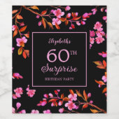 Cherry Blossom Sakura Überraschung Schwarzer Gebur Weinetikett (Einzelnes Label)