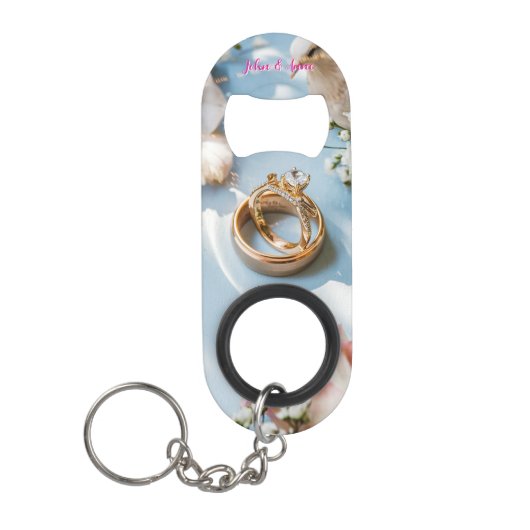 Cherry Blossom, Sakura und Hochzeitsrings #3 Mini Flaschenöffner (Vorderseite)