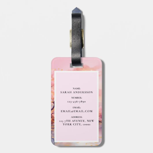 Cherry Blossom Sakura Wedding rettet das Datum Gepäckanhänger (Rückseite vertikal)