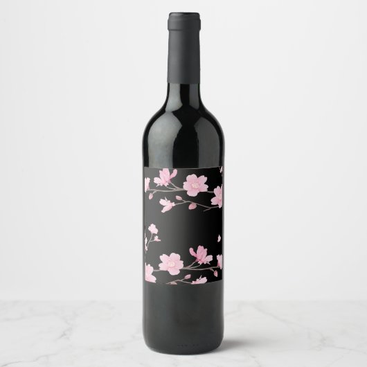 Cherry Blossom – Sakura Wine Bottle Label Weinetikett (Vorderseite)
