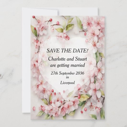 Cherry Blossom Save The Date (Vorderseite)