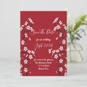 Cherry Blossom Save the Date (Stehend Vorderseite)