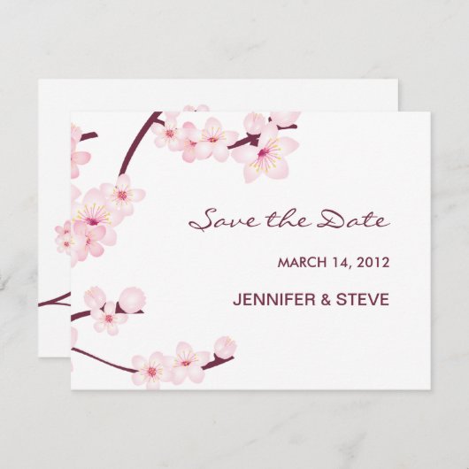 Cherry Blossom Save the Date Card (Vorne/Hinten)