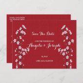 Cherry Blossom Save the Date Card Ankündigungspostkarte (Vorne/Hinten)
