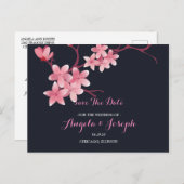 Cherry Blossom Save the Date Card Ankündigungspostkarte (Vorne/Hinten)