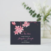 Cherry Blossom Save the Date Card Ankündigungspostkarte (Stehend Vorderseite)