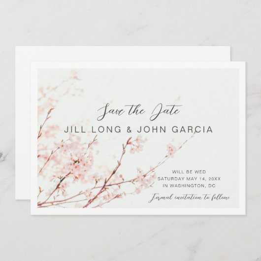 Cherry Blossom Save the Date Einladung (Vorne/Hinten)