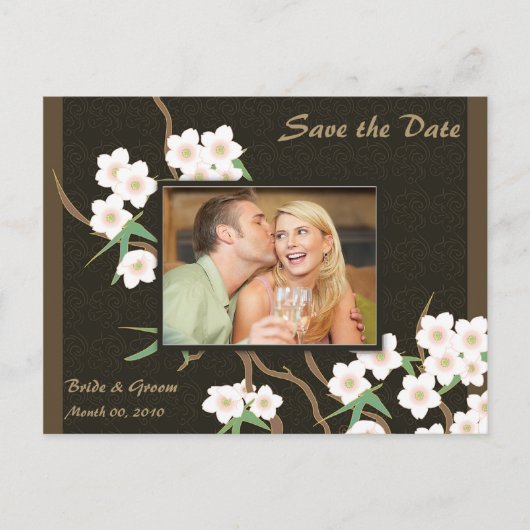 Cherry Blossom Save the Date Foto Postkarten (Vorderseite)