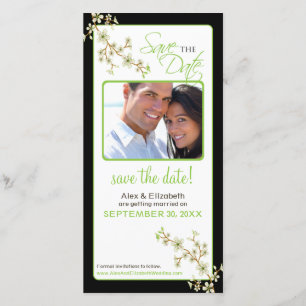 Cherry Blossom Save the Date Fotokarte (Apfel/Blac