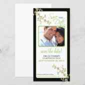 Cherry Blossom Save the Date Fotokarte (Apfel/Blac (Vorne/Hinten)