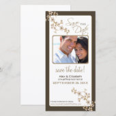 Cherry Blossom Save the Date Fotokarte (taupe) (Vorne/Hinten)