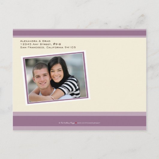 Cherry Blossom Save the Date Postkarte (lilac) (Rückseite)