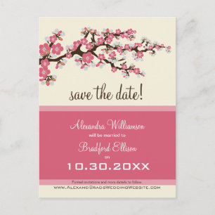 Cherry Blossom Save the Date Postkarte (pink)