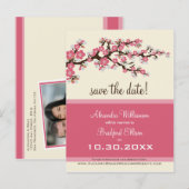 Cherry Blossom Save the Date Postkarte (pink) (Vorne/Hinten)