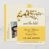 Cherry Blossom Save the Date Postkarte (Zitrone) (Vorne/Hinten)