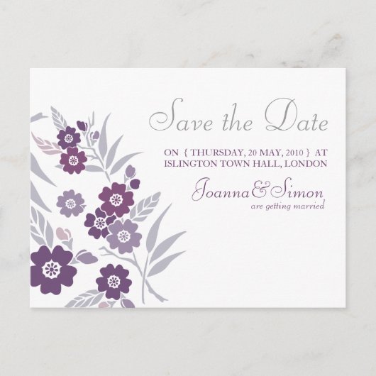 Cherry Blossom Save the Date Postkarten (Vorderseite)